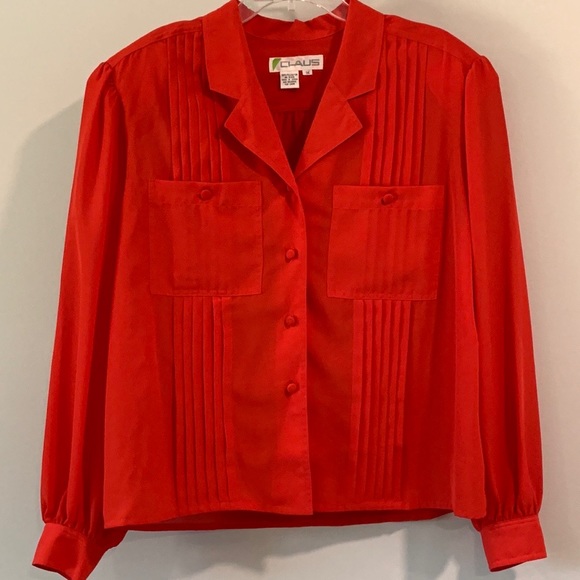Chaus Tops - Chaus - vintage, red polyester blouse, 14